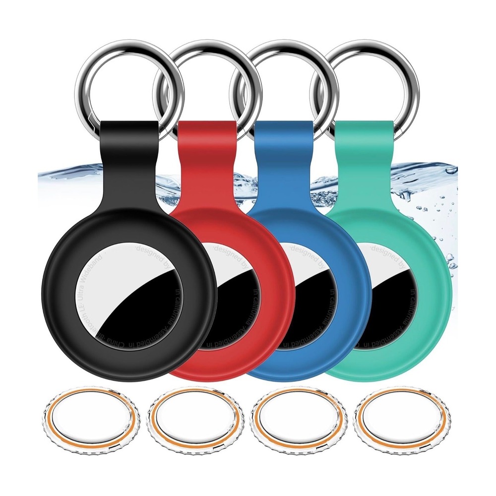4 Pack Waterproof AirTag Holder Case Keychain Silicone Shockproof‎ Cover IPX8